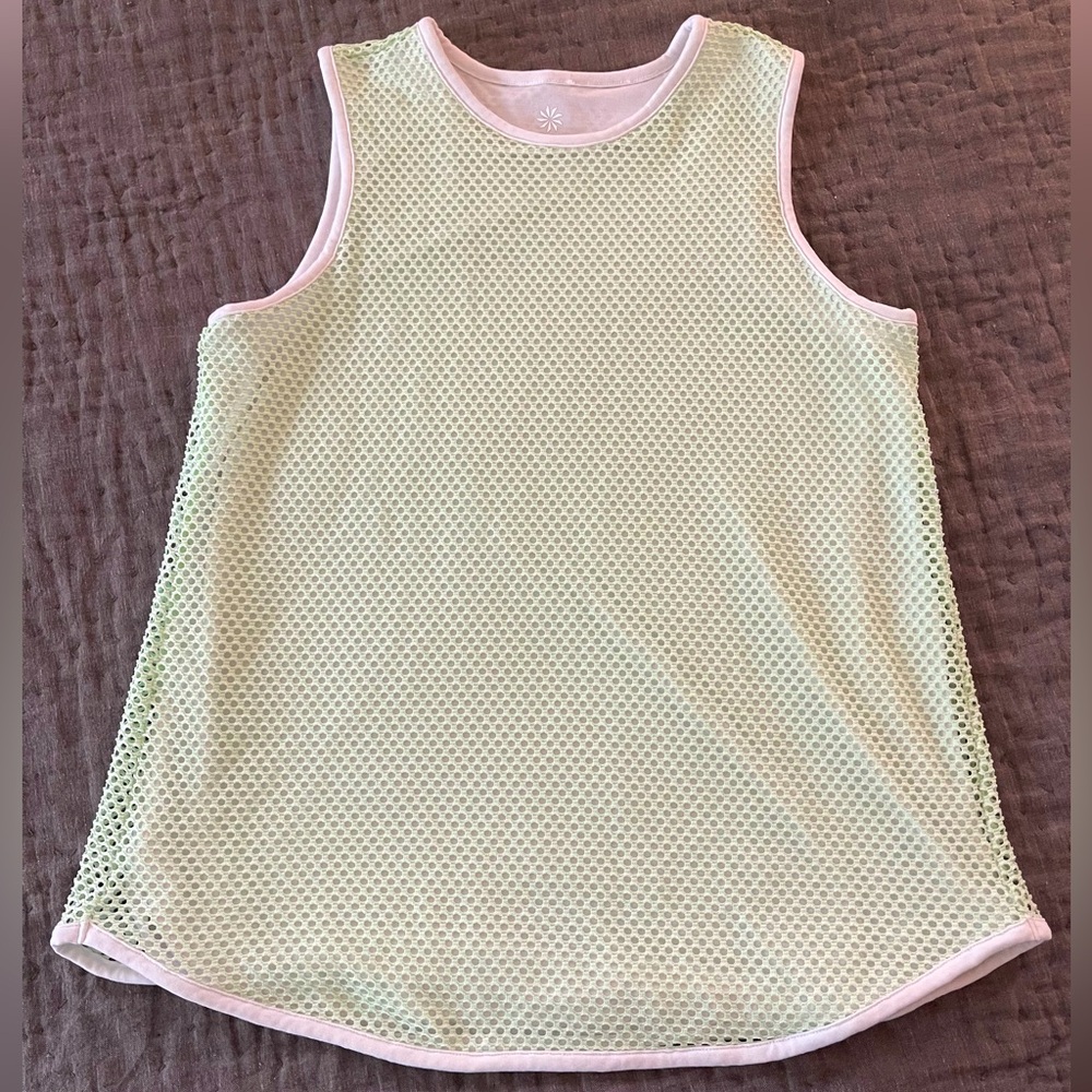 Athleta Girl Double Up Sleeveless Mesh Tank Top Size Large Mint Sorbet